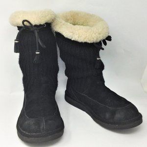Ugg Shoes | Ugg Black Surburb Suede \u0026 Knit Boots 9 | Color: Black/Cream | Size: 9 | Trailnerd's Closet